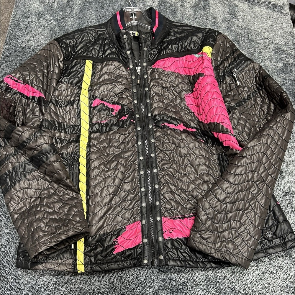 Jamie Sadock Retro 90's Women's Quilted Medium Multicolor Neon Polyester Jacket